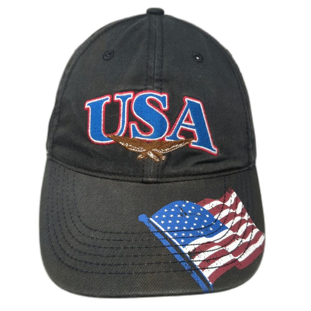 Bio-Domes Headgear USA Eagle American Flag Black Baseball Cap One Size Strapback